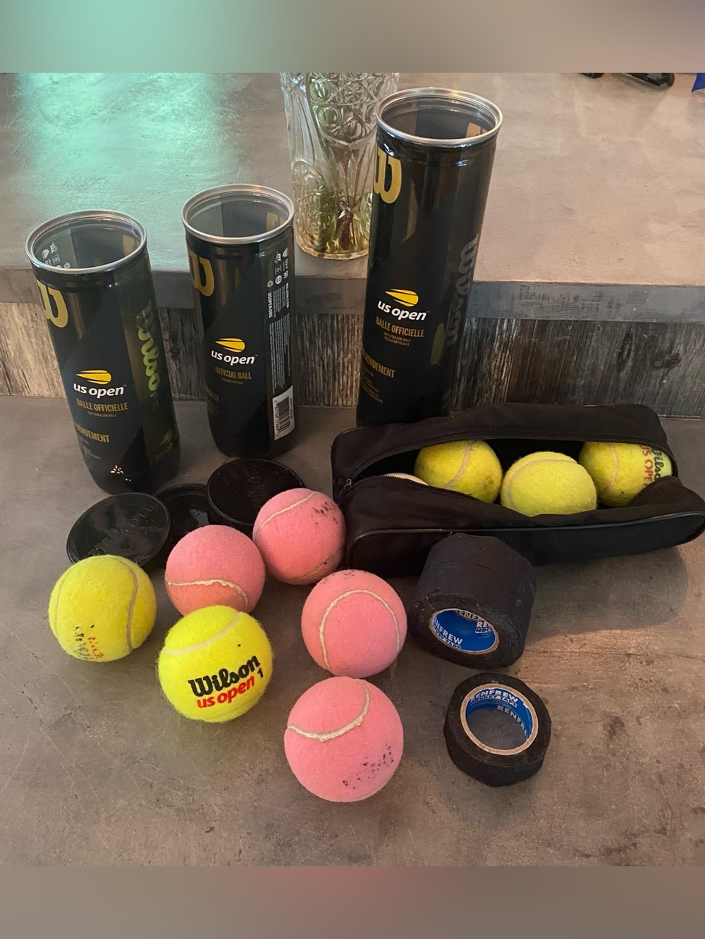 3/25$ Tennis Ball Set — Yellow and Pink Felt